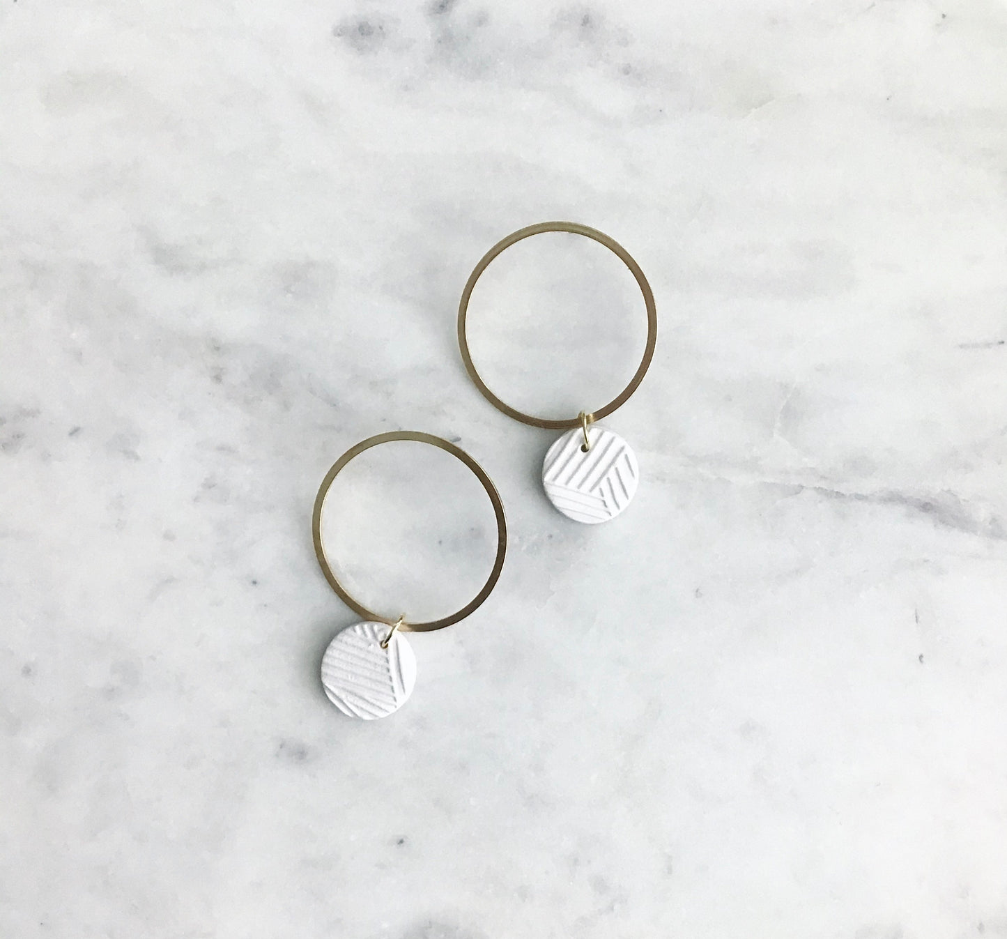 Blanc Textured Clay + Brass Hoops