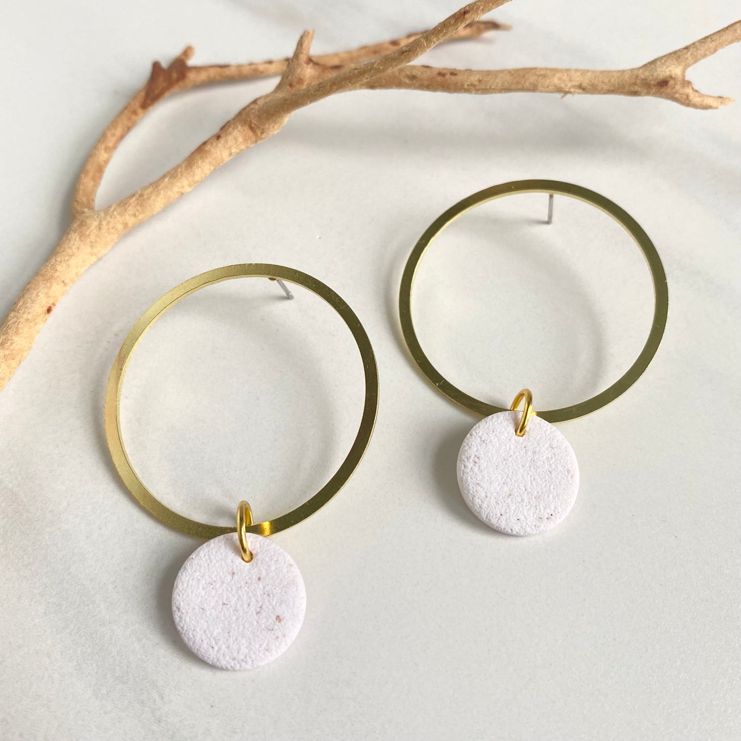 Opal Textured Clay + Brass Hoops