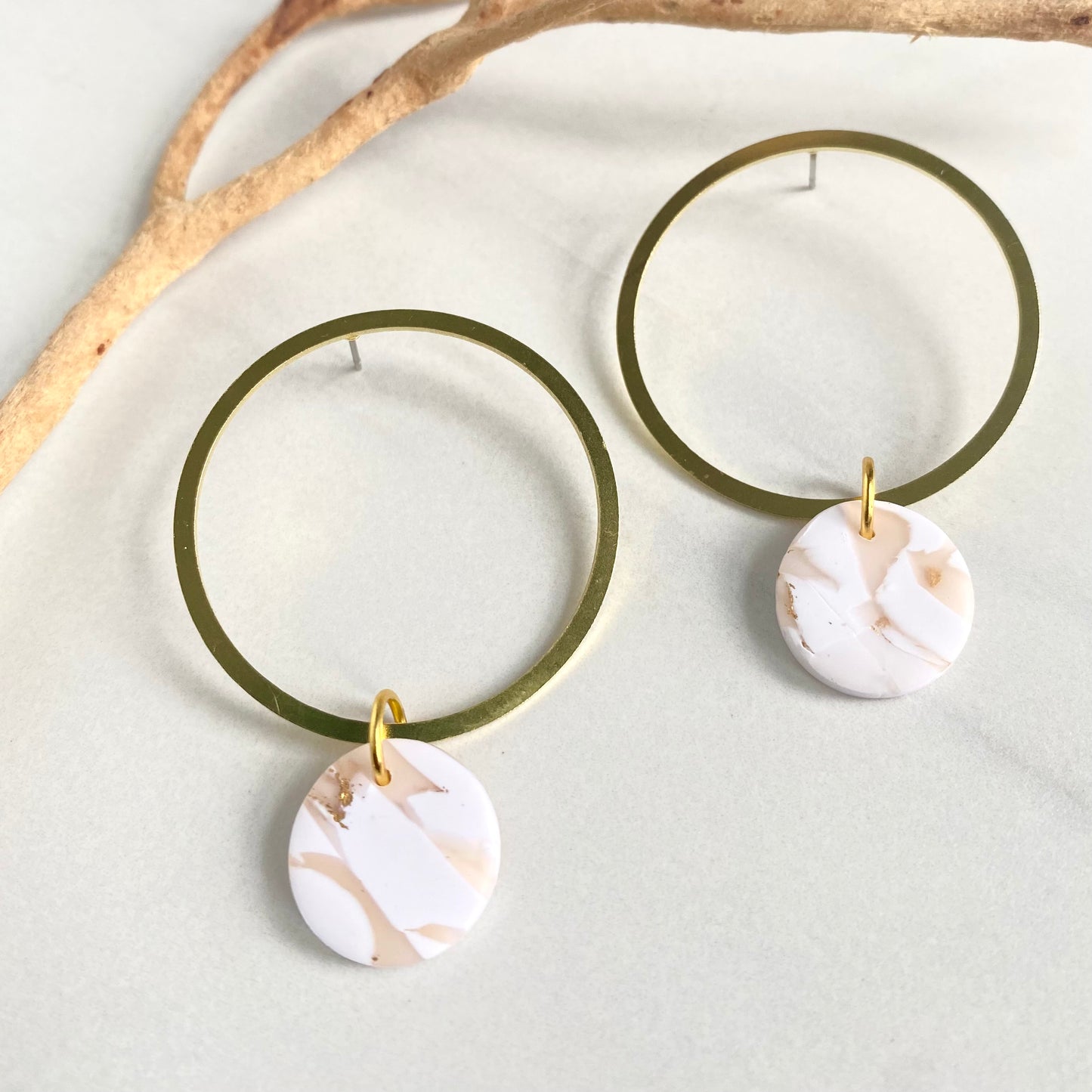 Opal Clay + Brass Hoops