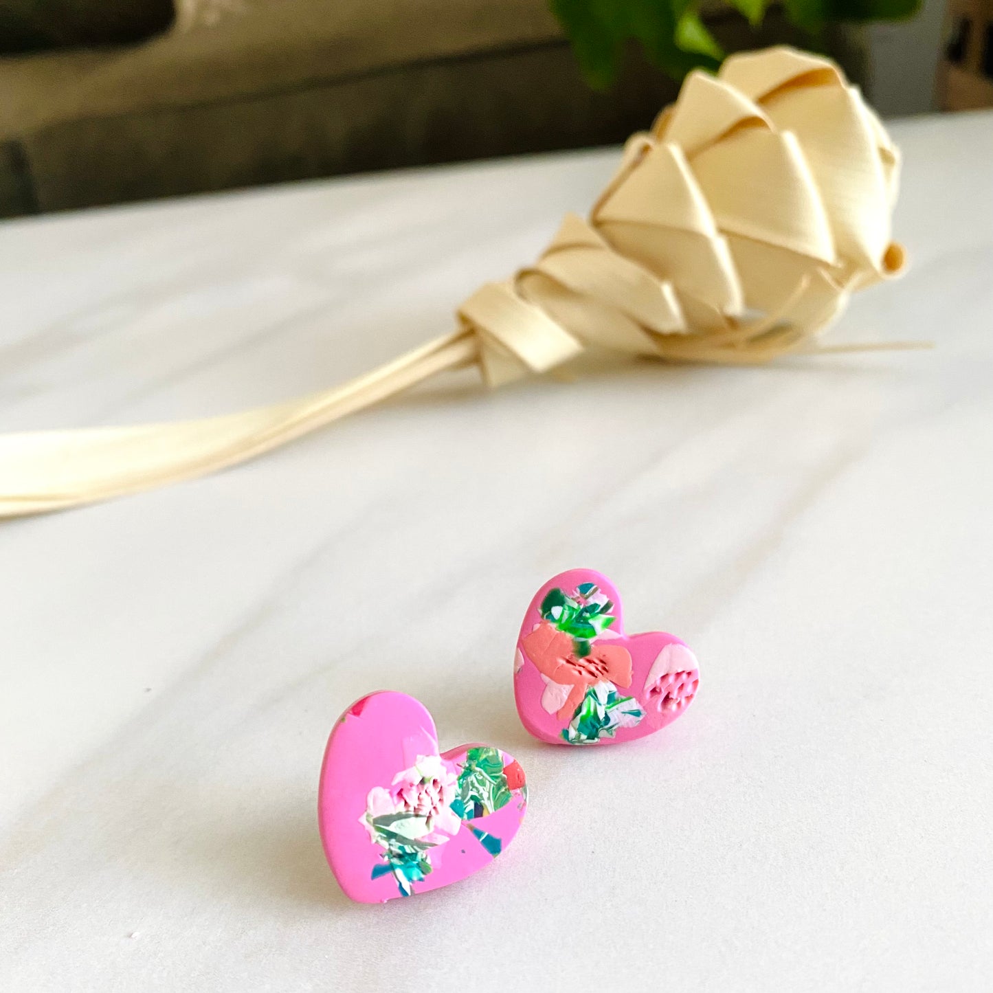 Floral Sweetheart Textured Studs