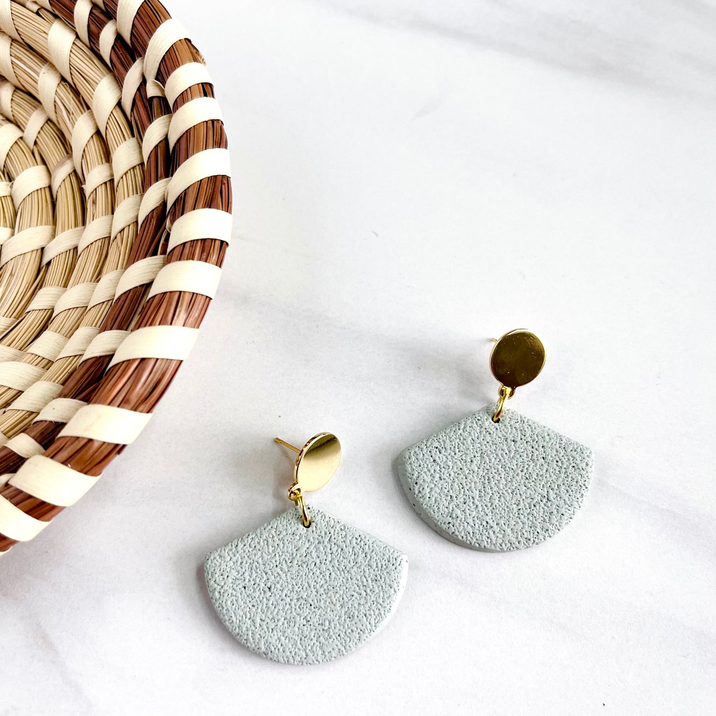 Pale Sage Green Textured + Brass