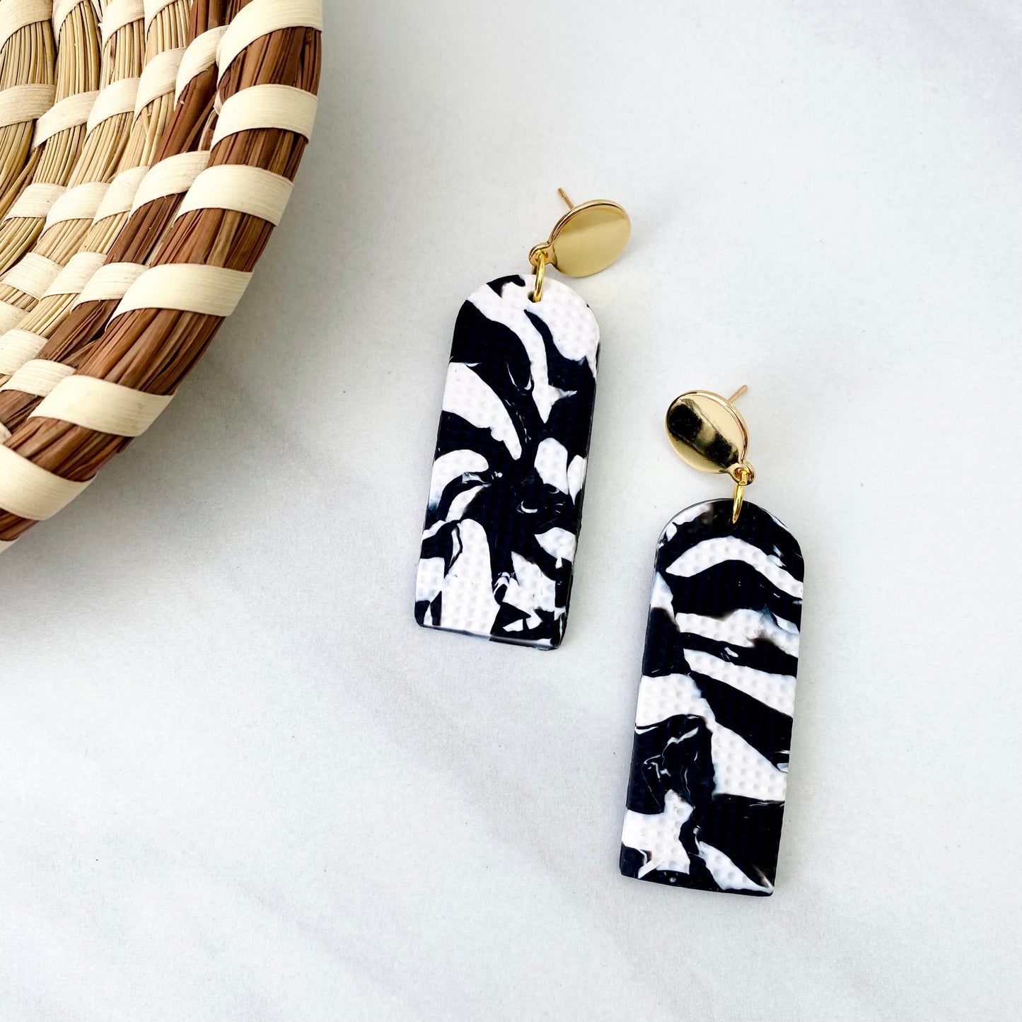 Black + White Print Textured + Brass