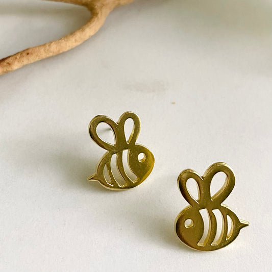 Brass Bee Studs