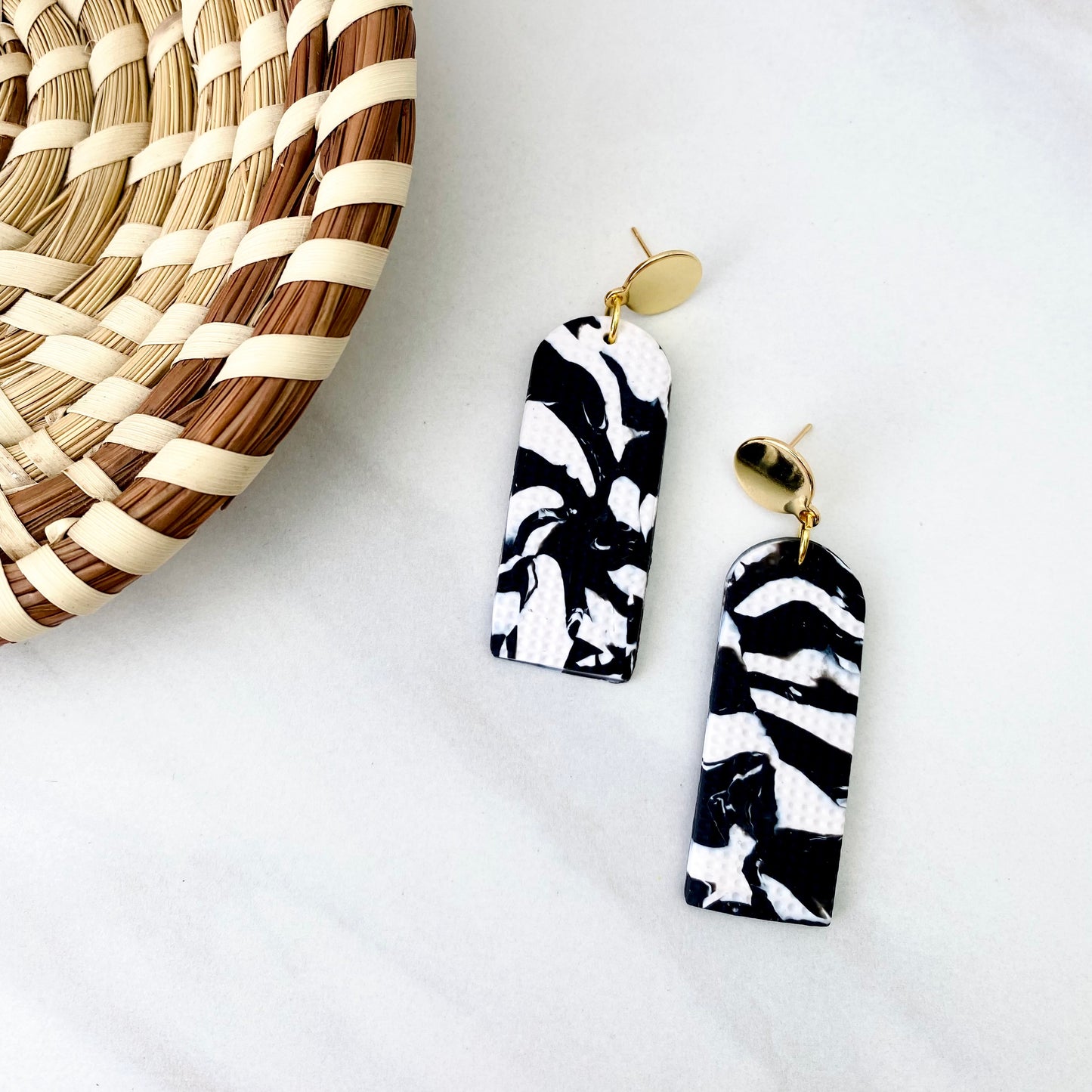 Black + White Print Textured + Brass