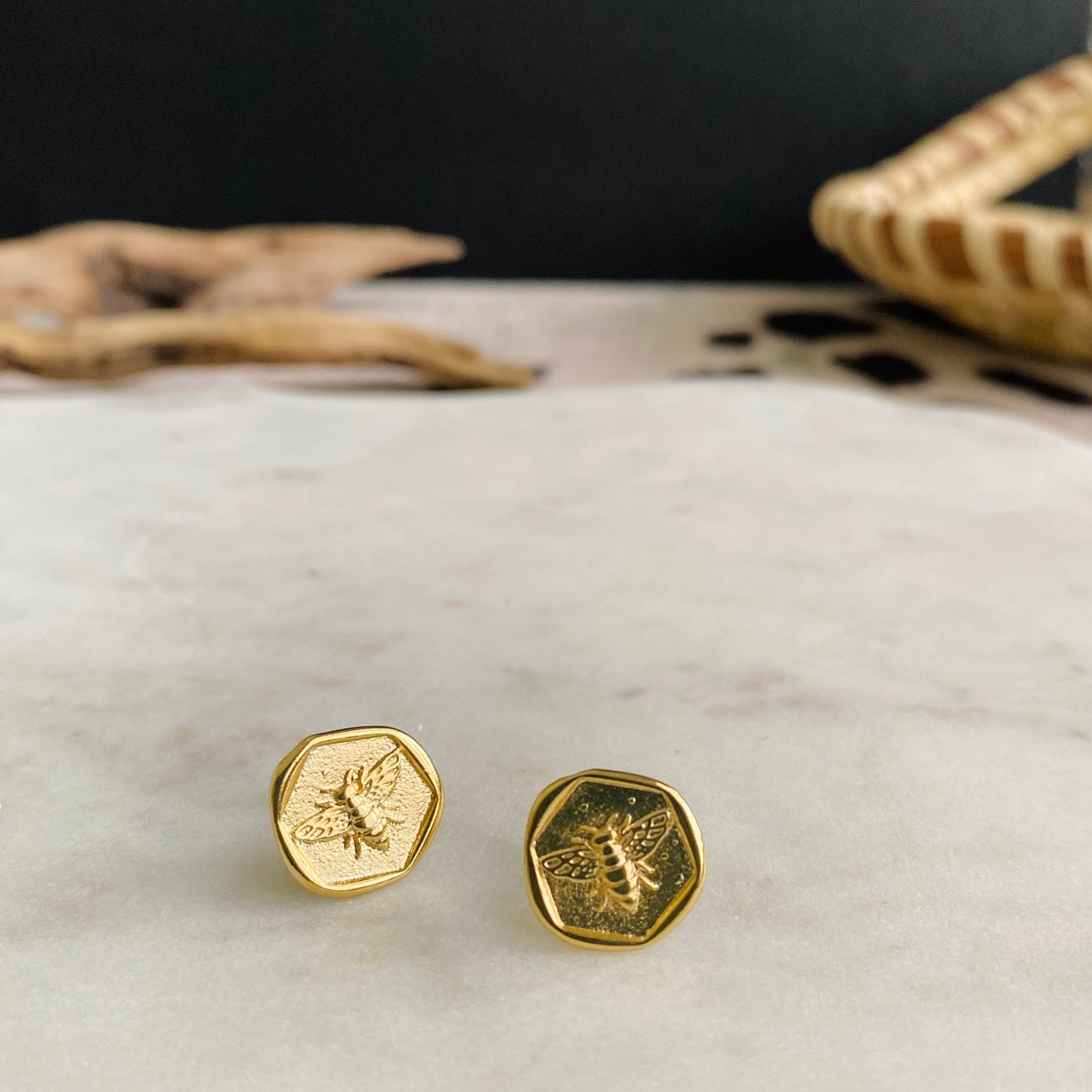 Brass Bee Studs