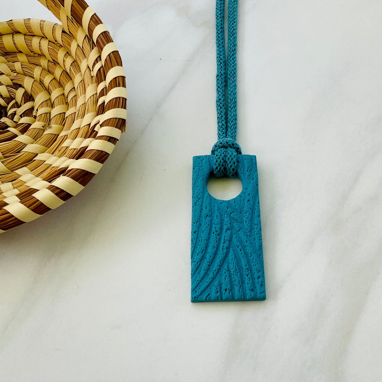 Clay Pendant Necklace // Bluestone Textured