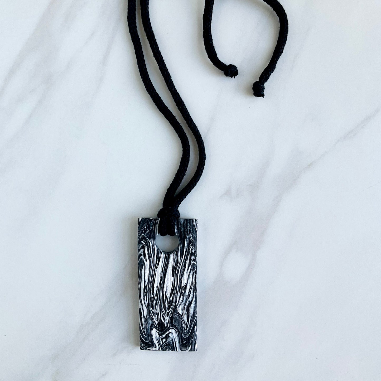 Clay Pendant Necklace // Black + White Print