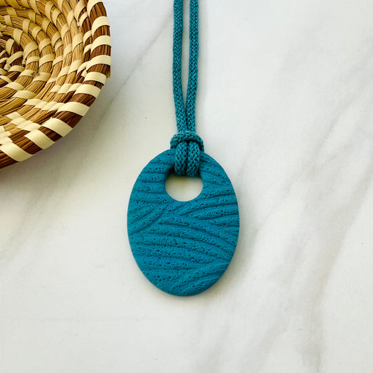 Clay Pendant Necklace // Bluestone Textured