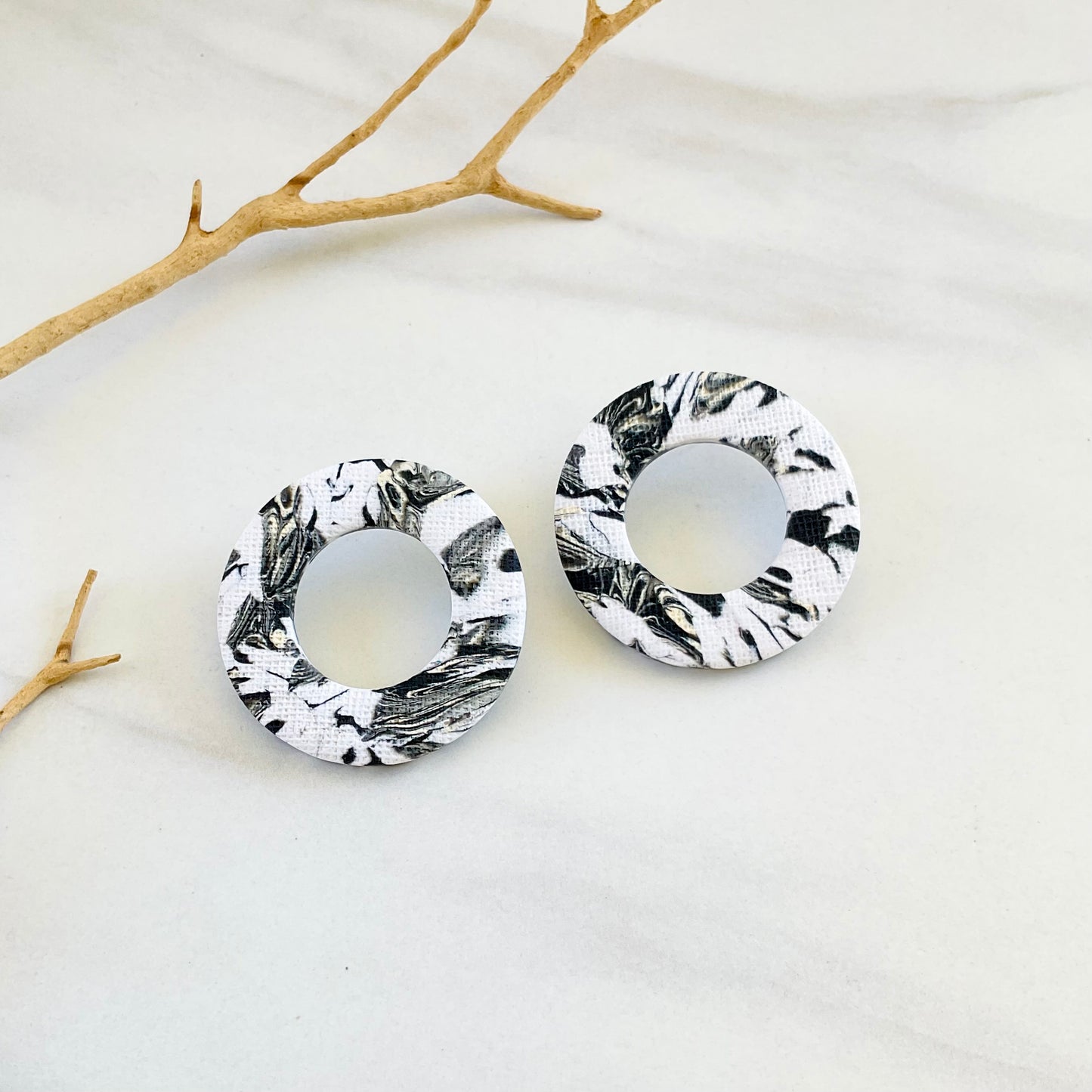Black + White Print Studs