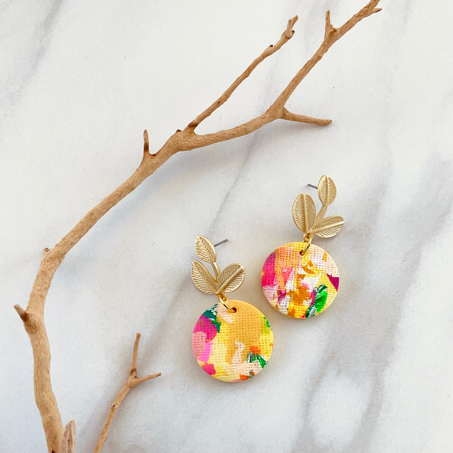 Yellow Floral Print + Brass