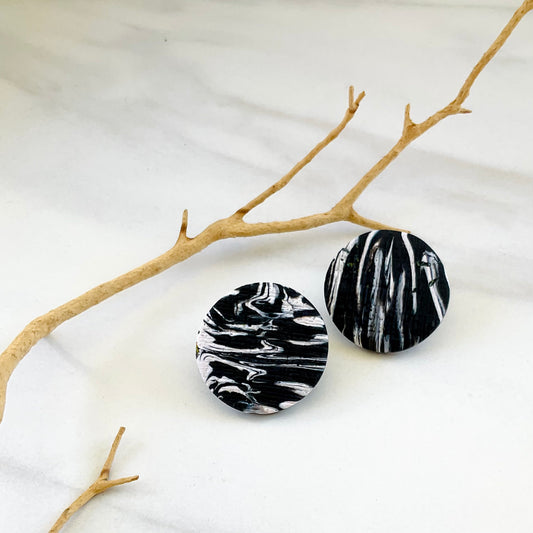 Black + White Print Studs