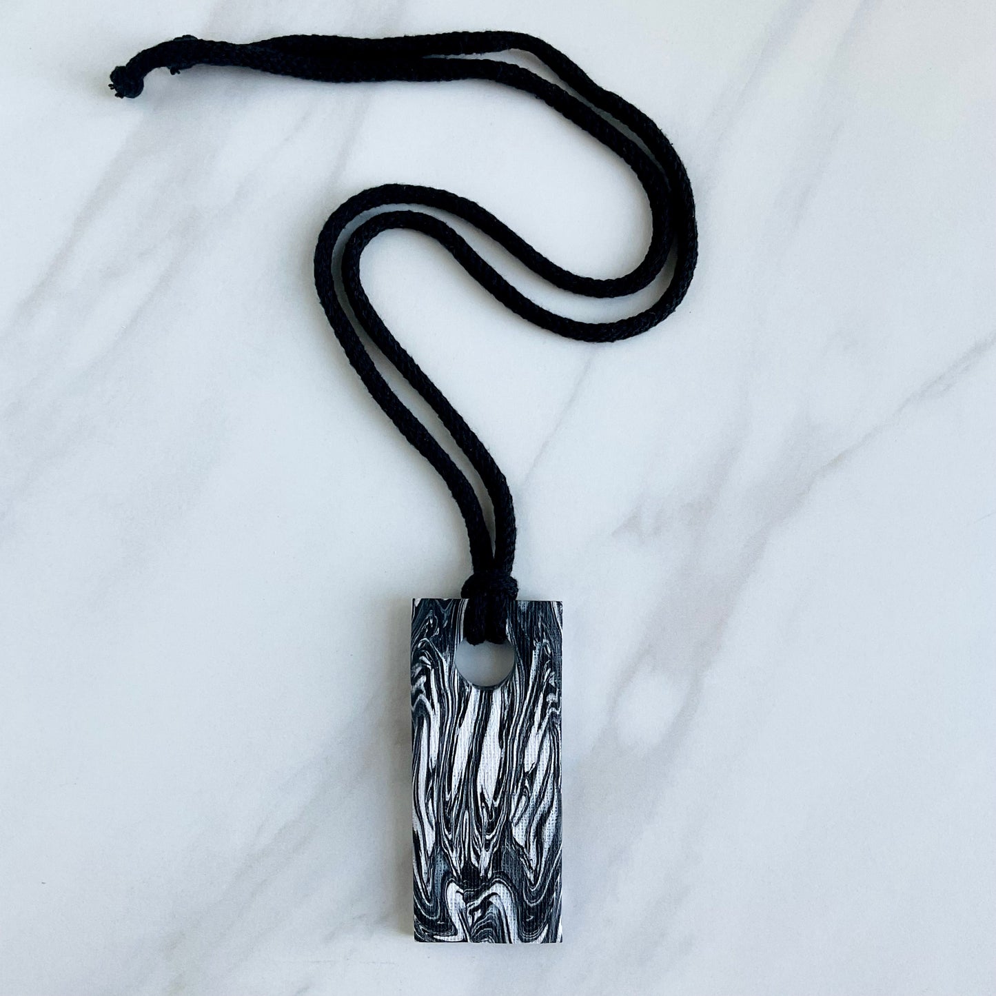 Clay Pendant Necklace // Black + White Print