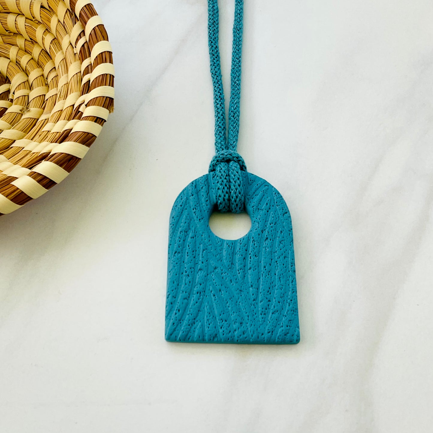 Clay Pendant Necklace // Bluestone Textured