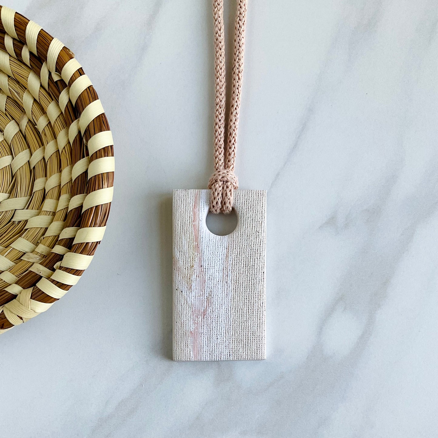 Clay Pendant Necklace // Beige Print