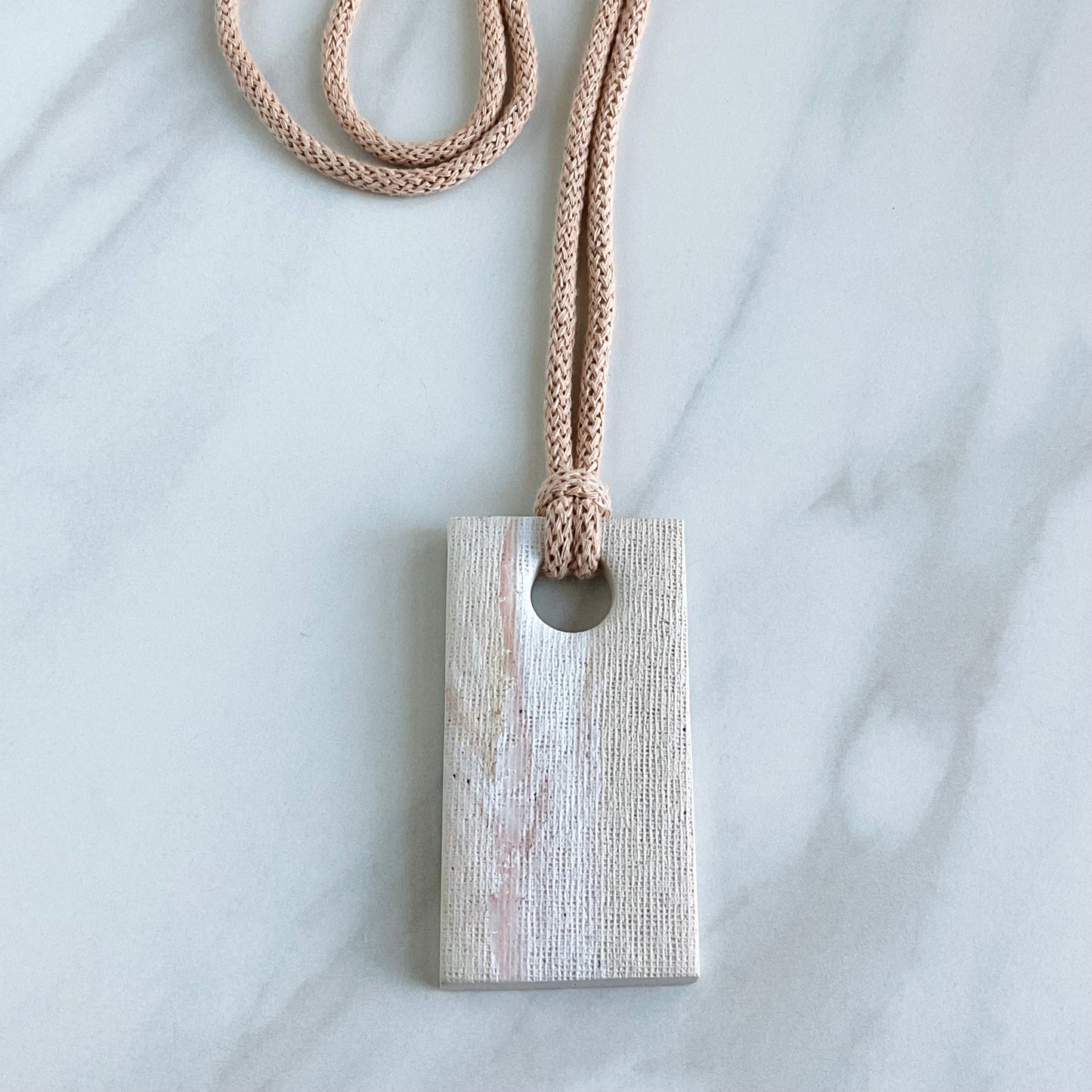 Clay Pendant Necklace // Beige Print