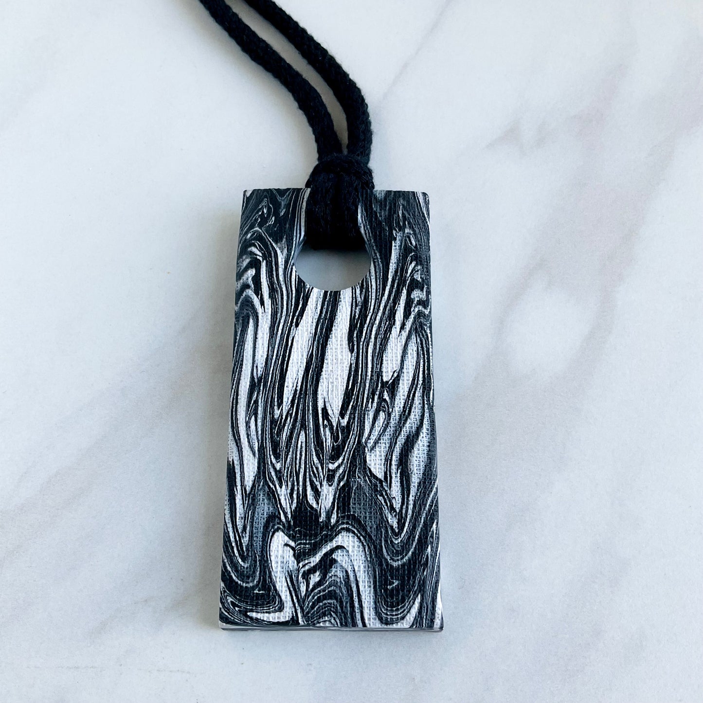 Clay Pendant Necklace // Black + White Print