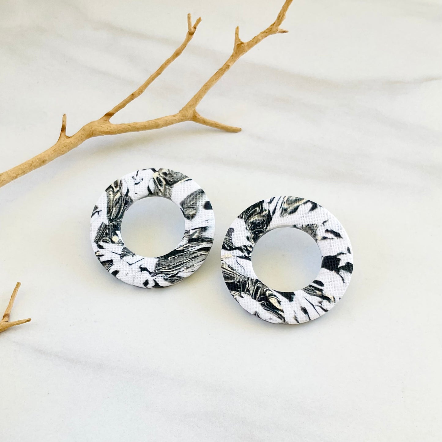 Black + White Print Studs