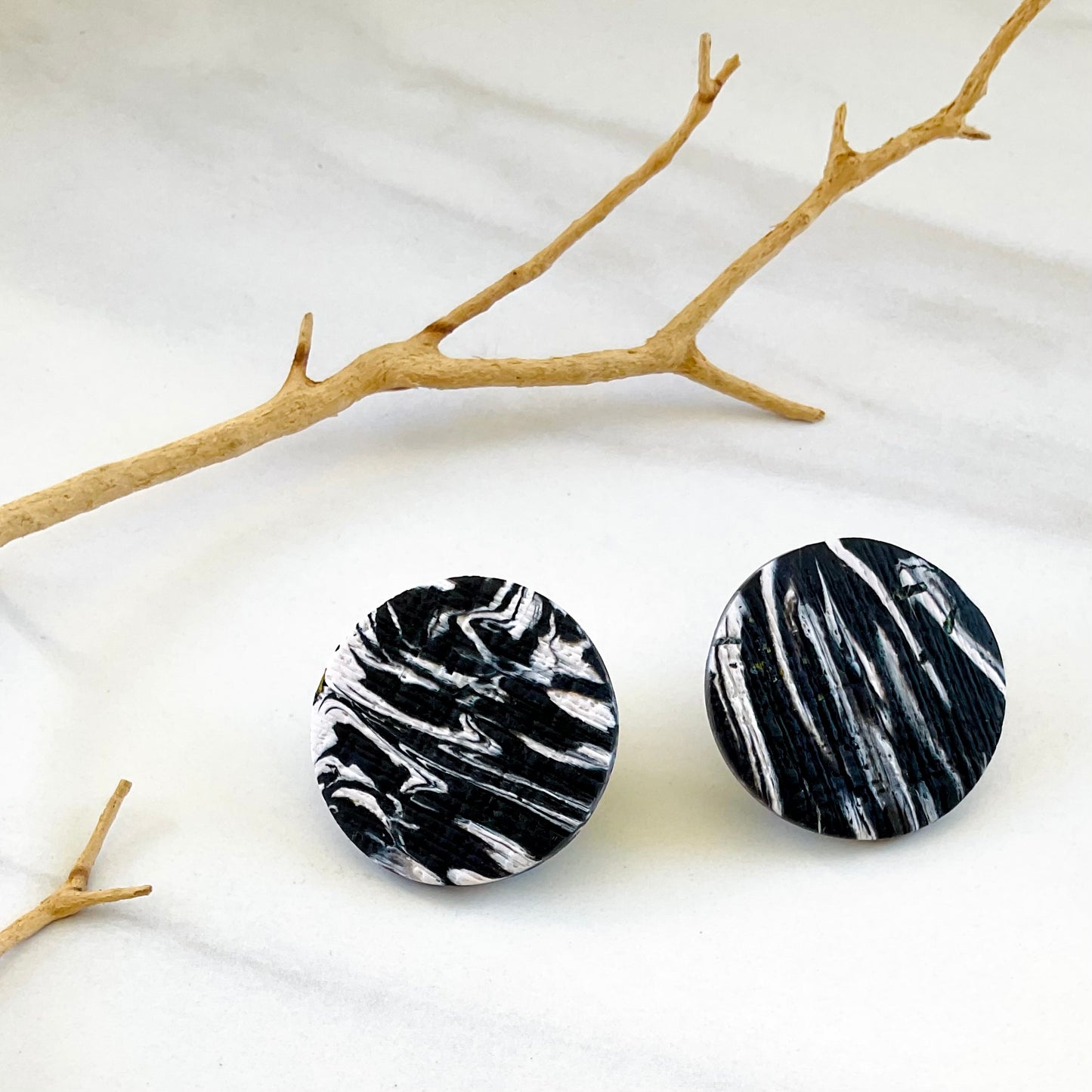 Black + White Print Studs