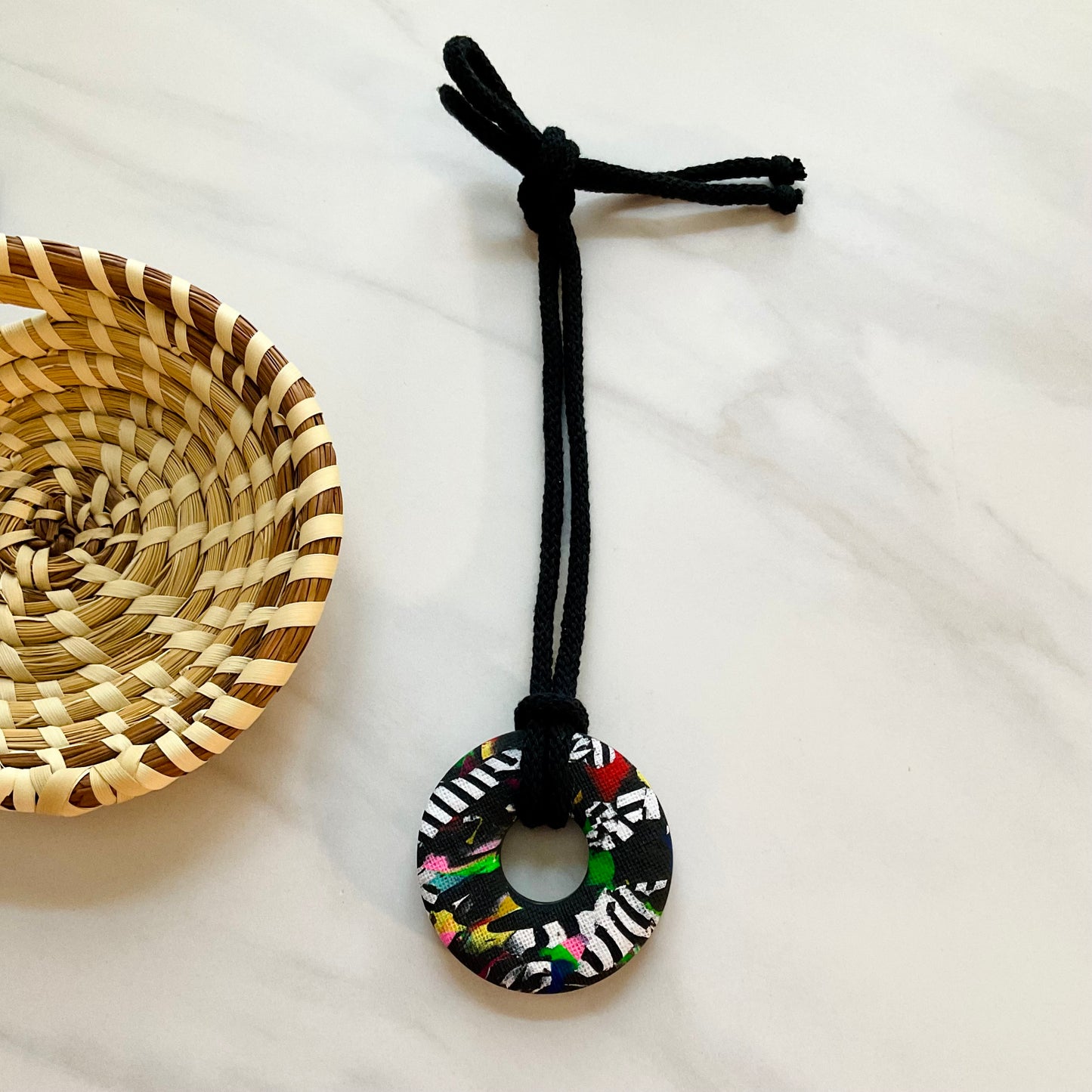 Clay Pendant Necklace // Mamba Print