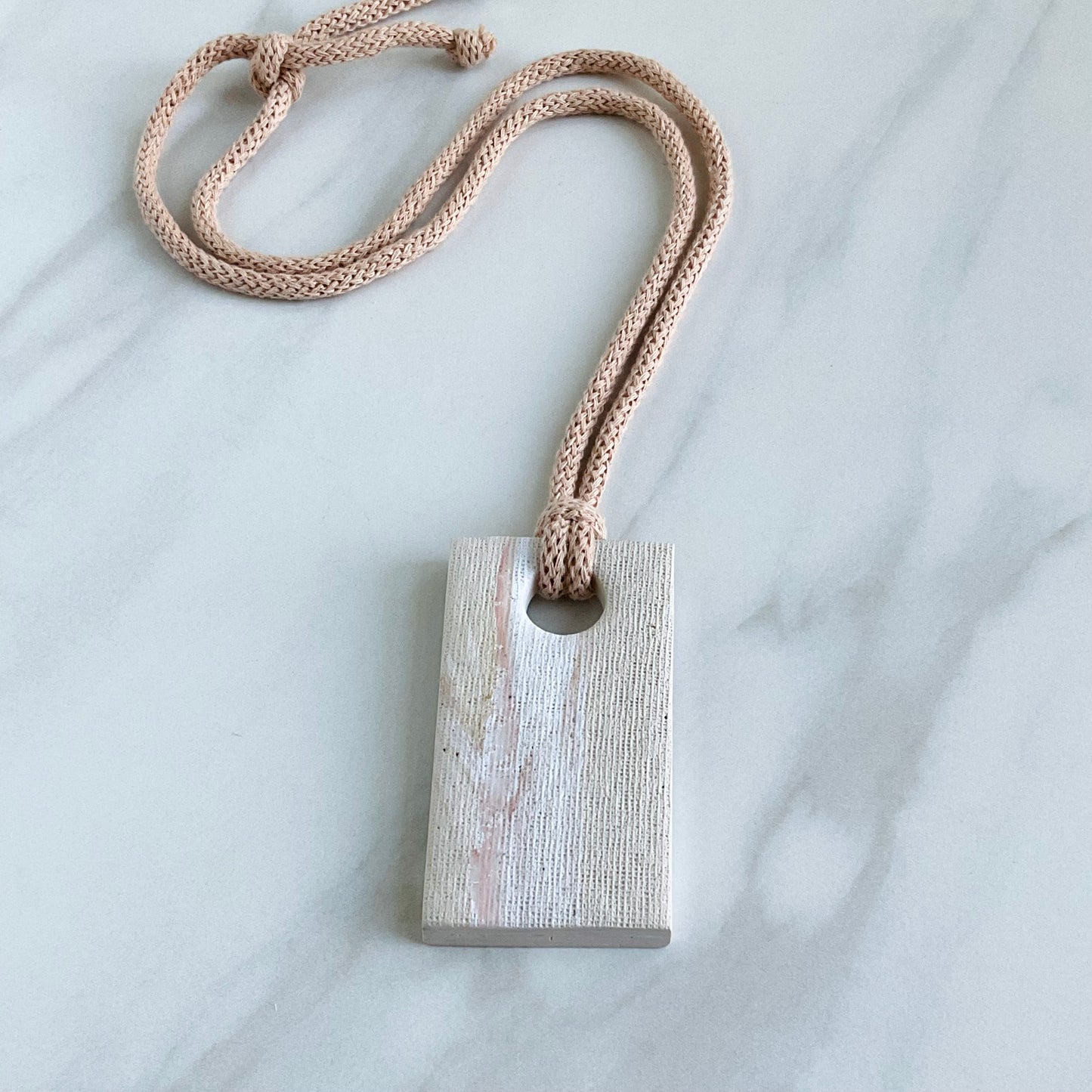 Clay Pendant Necklace // Beige Print