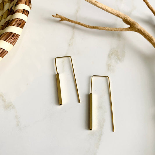 Wholesale 18K Gold Filled Brass Cube Earrings