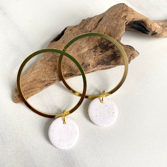 Wholesale Opal Textured Clay + Brass Hoops