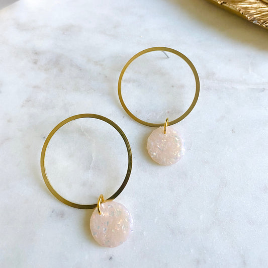 Sparkle Clay + Brass Hoops