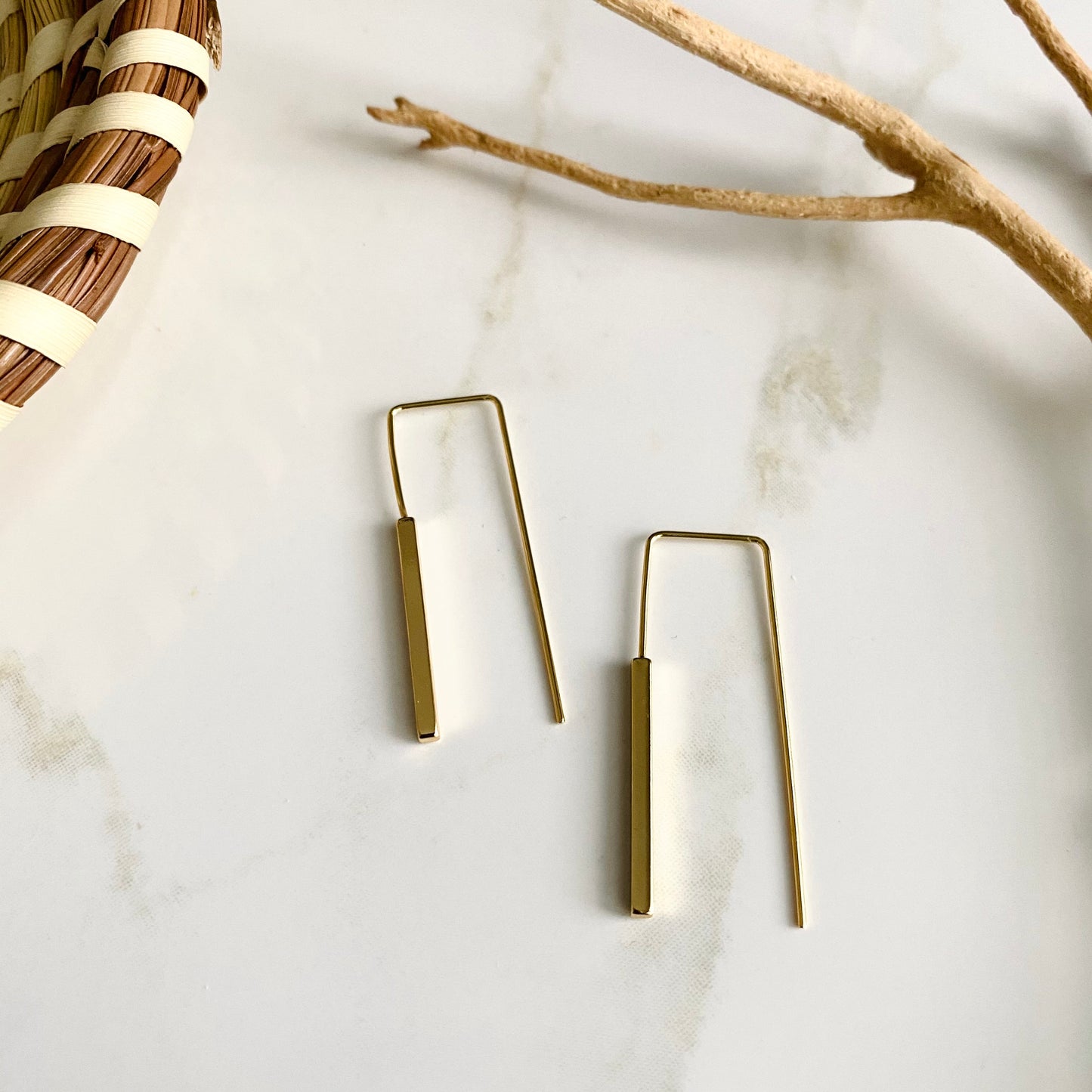 18K Gold Filled Brass Cube Earrings