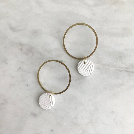 Wholesale Blanc Textured Clay + Brass Hoops