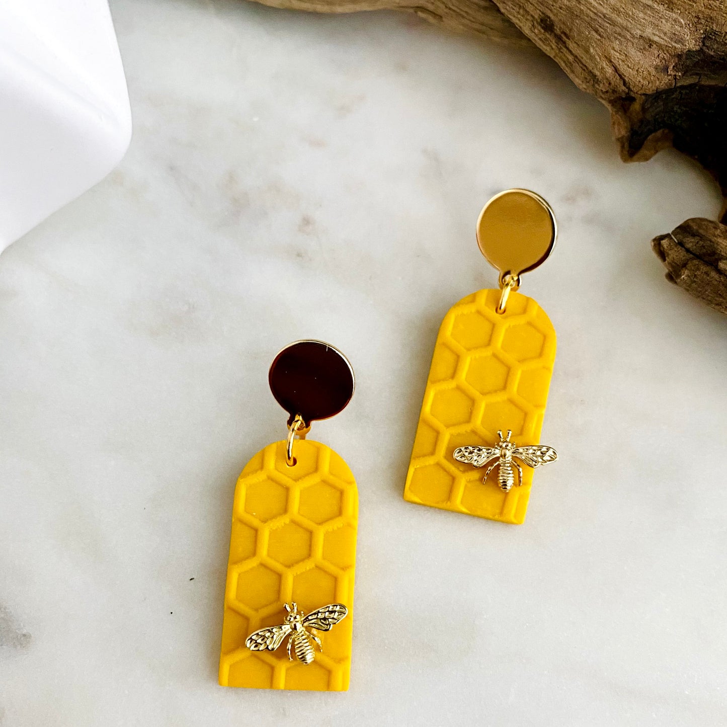 Honeycomb Print + Brass Bee