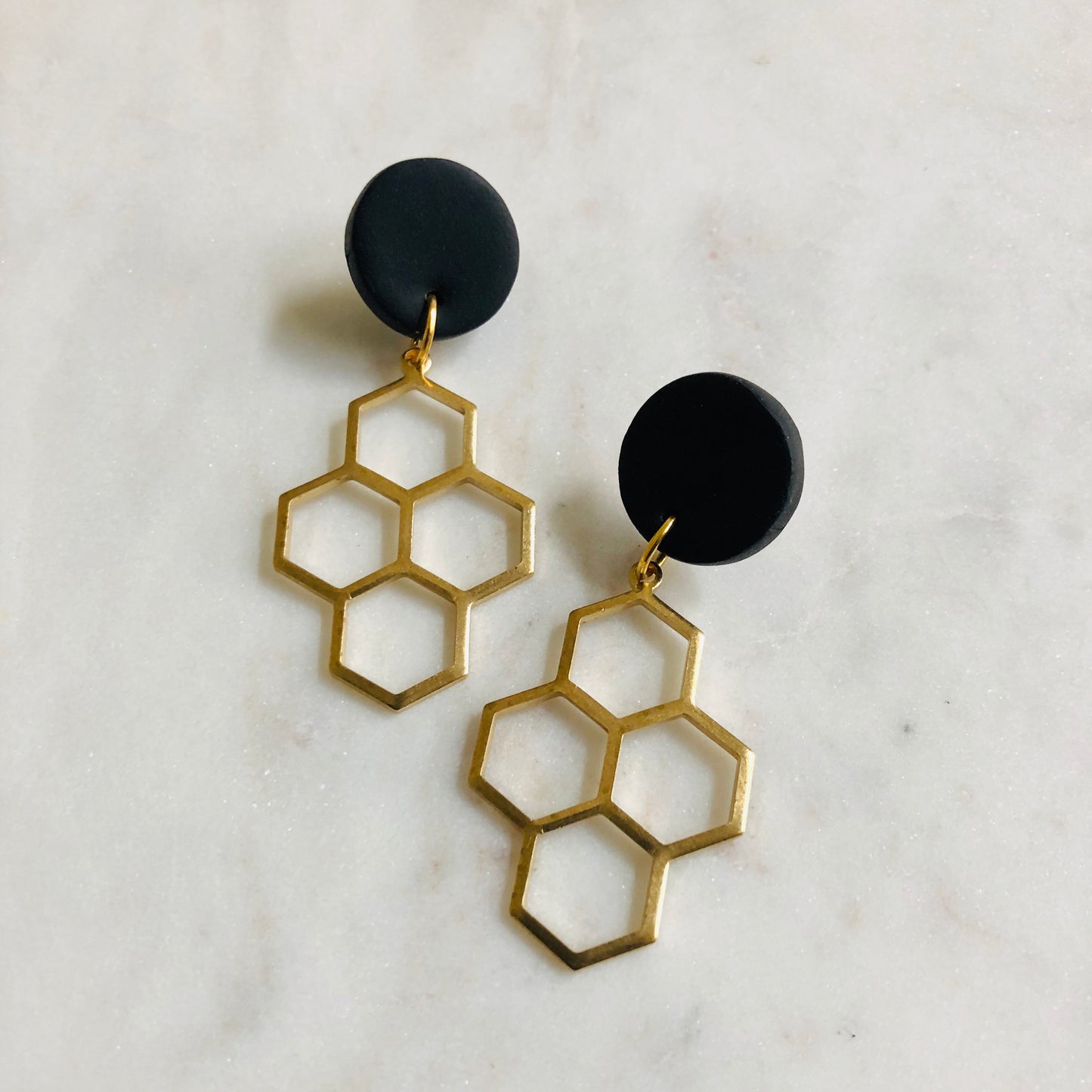 Black Clay + Brass Honeycomb