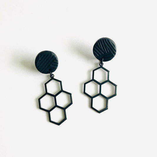 Black Textured Clay Brass Honeycomb